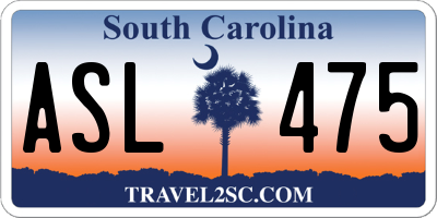 SC license plate ASL475