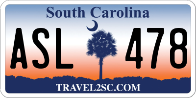 SC license plate ASL478