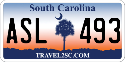 SC license plate ASL493