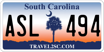SC license plate ASL494