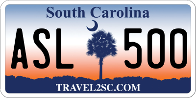 SC license plate ASL500