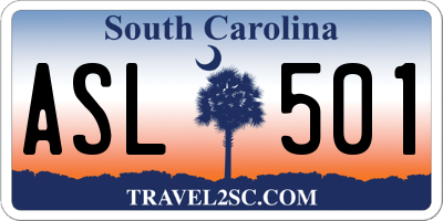 SC license plate ASL501