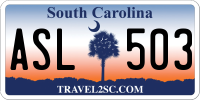 SC license plate ASL503