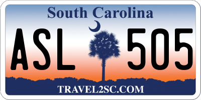 SC license plate ASL505
