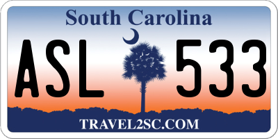 SC license plate ASL533