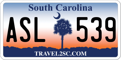 SC license plate ASL539