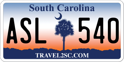 SC license plate ASL540