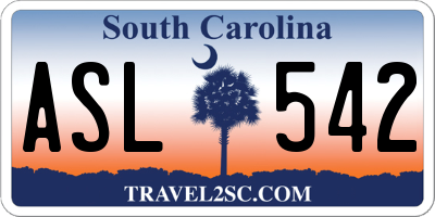 SC license plate ASL542
