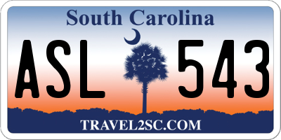 SC license plate ASL543