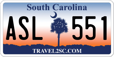 SC license plate ASL551