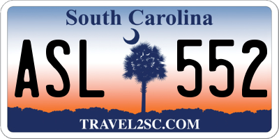 SC license plate ASL552