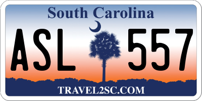 SC license plate ASL557