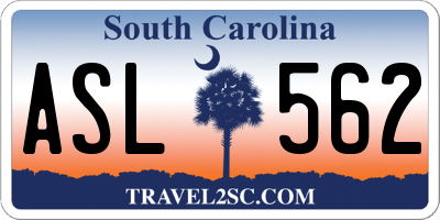 SC license plate ASL562