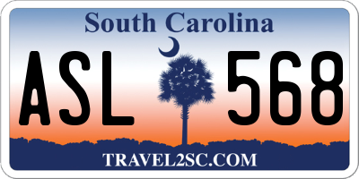 SC license plate ASL568