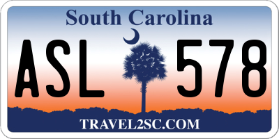 SC license plate ASL578