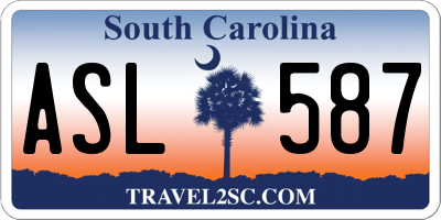 SC license plate ASL587