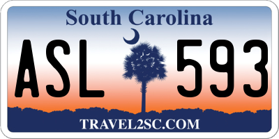 SC license plate ASL593