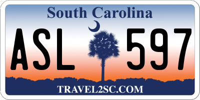 SC license plate ASL597