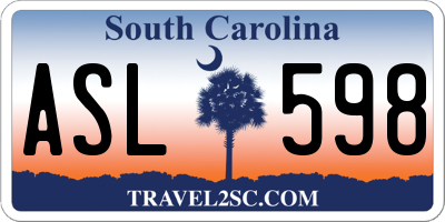 SC license plate ASL598