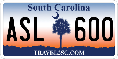 SC license plate ASL600
