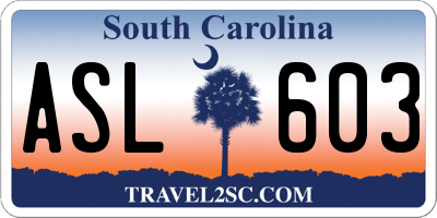 SC license plate ASL603