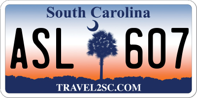 SC license plate ASL607