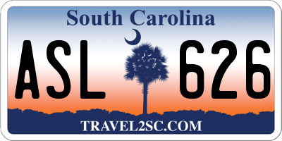 SC license plate ASL626