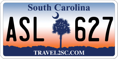 SC license plate ASL627