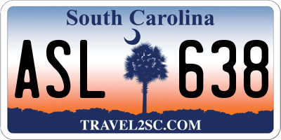 SC license plate ASL638