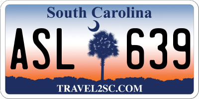 SC license plate ASL639