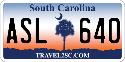 SC license plate ASL640