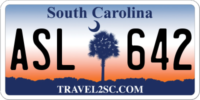 SC license plate ASL642