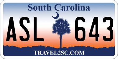 SC license plate ASL643