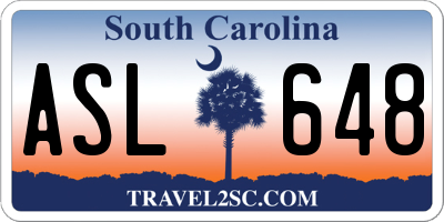 SC license plate ASL648