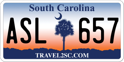 SC license plate ASL657