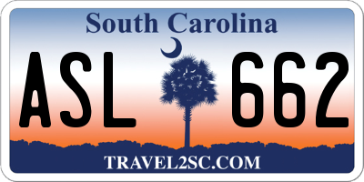 SC license plate ASL662