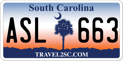 SC license plate ASL663