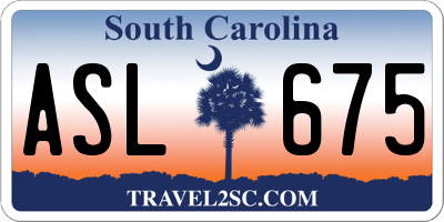 SC license plate ASL675
