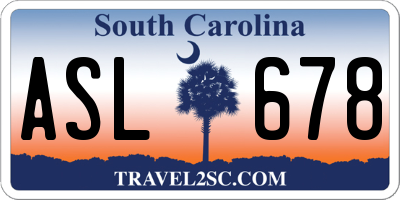 SC license plate ASL678