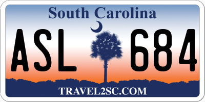 SC license plate ASL684