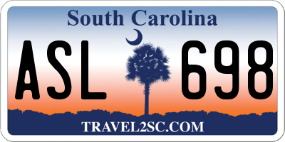 SC license plate ASL698