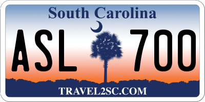 SC license plate ASL700