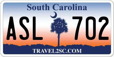 SC license plate ASL702