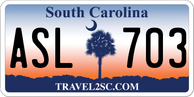 SC license plate ASL703