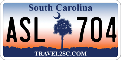SC license plate ASL704