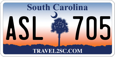 SC license plate ASL705