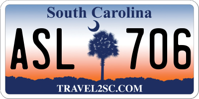 SC license plate ASL706