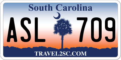 SC license plate ASL709