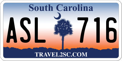 SC license plate ASL716