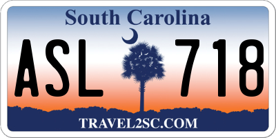 SC license plate ASL718